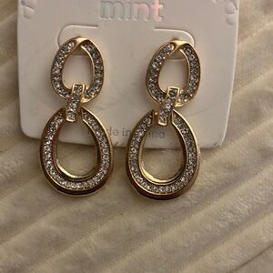 Gold-Tone Double Teardrop Crystal Drop Earrings
